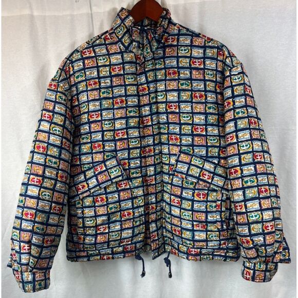 Vintage Nautical Maritime Boating Sailing Puffer Jacket L/XL - Picture 1 of 7